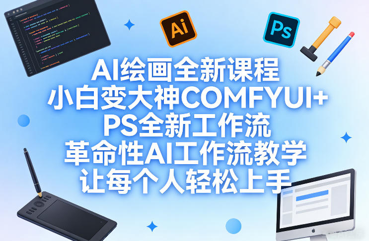 AI绘画全新课程，小白变大神COMFYUI+PS全新工作流，革命性AI工作流教学，让每个人轻松上手-千城资源网