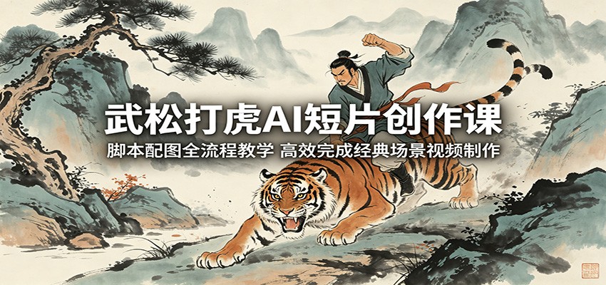 武松打虎AI短片创作课：脚本配图全流程教学，高效完成经典场景视频制作-千城资源网
