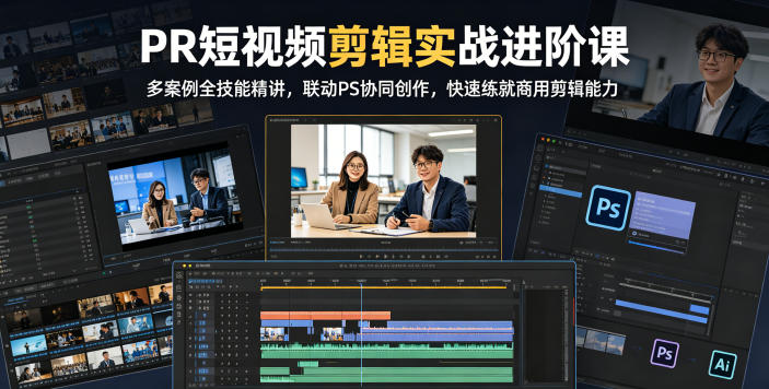 PR短视频剪辑实战进阶课，多案例全技能精讲，联动PS协同创作，快速练就商用剪辑能力-千城资源网
