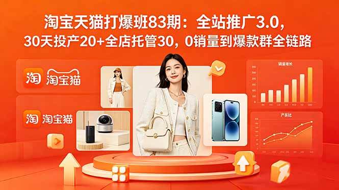 （18920期）2026淘宝天猫打爆班83期：全站推广3.0，30天投产20+全店托管30，0销量到爆款群全链路-千城资源网