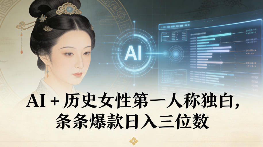 AI+历史女性第一人称独白，条条爆款日入三位数-千城资源网