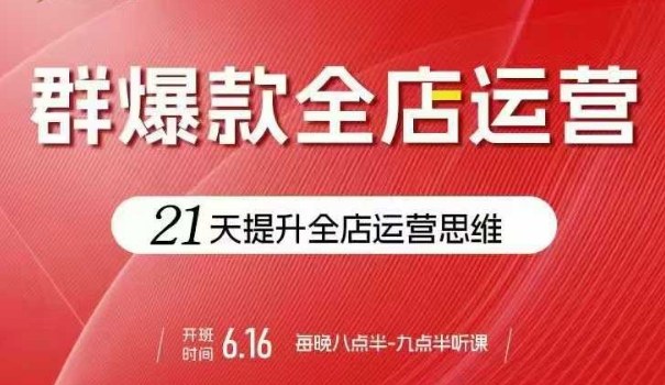 贾真电商群爆款全店运营，21天提升全店运营思维，起店、全店运营爆款不断-千城资源网