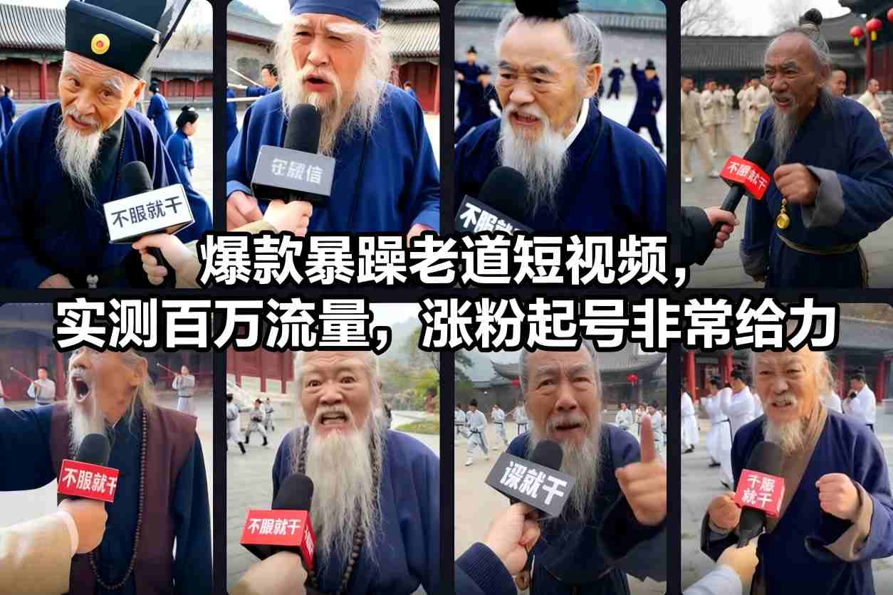 爆款暴躁老道短视频，实测百万流量，涨粉起号非常给力-千城资源网