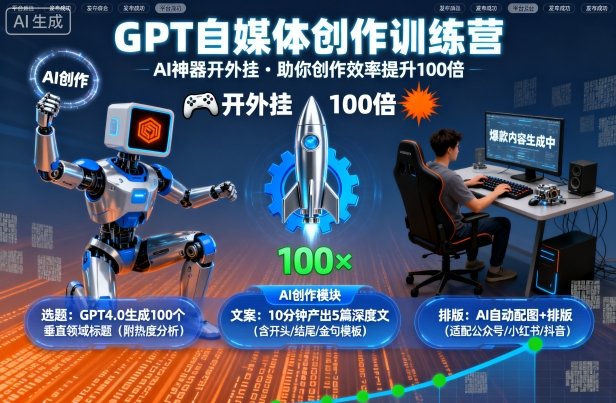 GPT自媒体创作训练营：AI神器开外挂，助你创作效率提升100倍-千城资源网