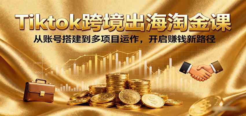Tiktok跨境出海淘金课，从账号搭建到多项目运作，开启赚钱新路径-千城资源网