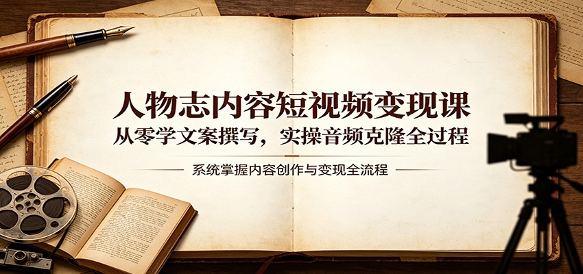 人物志内容短视频变现课：从零学文案撰写，实操音频克隆全过程-千城资源网