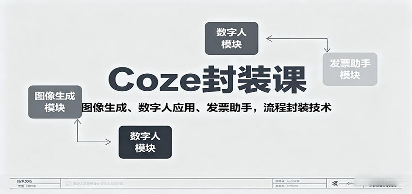 Coze封装课，图像生成、数字人应用、发票助手，流程封装技术-千城资源网