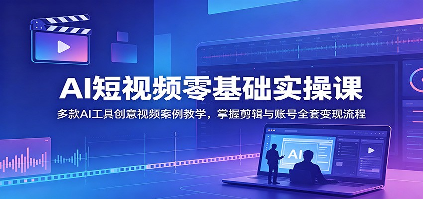AI短视频零基础实操课：多款AI工具创意视频案例教学，掌握剪辑与账号全套变现流程-千城资源网