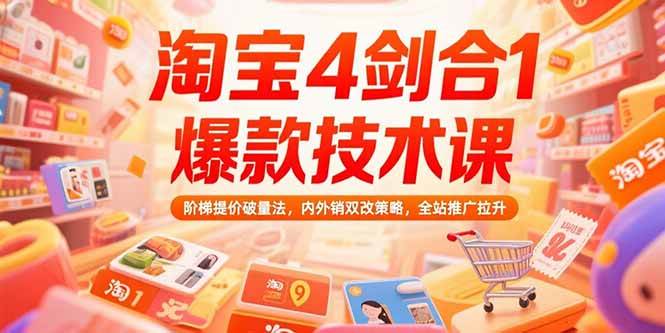 （15415期）淘宝4剑合1爆款技术课，阶梯提价破量法，内外销双改策略，全站推广拉升-千城资源网