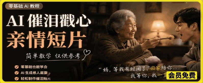 AI催泪戳心亲情短片，零基础AI教程，简单教学仅供参考-千城资源网