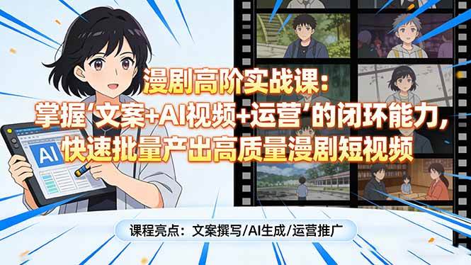 （17461期）漫剧高阶实战课：掌握“文案+AI视频+运营”的闭环能力，快速批量产出高质量漫剧短视频-千城资源网