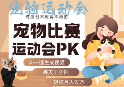 AI一键生成宠物比赛运动会PK视频，纯原创不用剪不用拍，每天十分钟，轻松月入过1W+-千城资源网