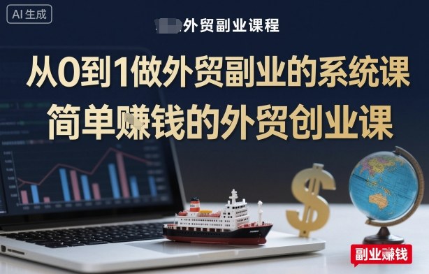 从0到1做外贸副业的系统课，简单賺钱的外贸创业课-千城资源网