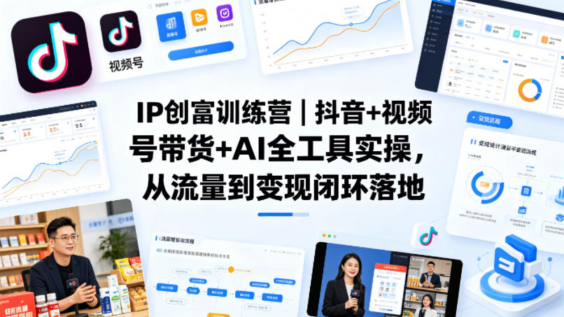 IP创富训练营｜抖音+视频号带货+AI全工具实操，从流量到变现闭环落地-千城资源网