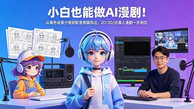 （18343期）小白也能做AI漫剧！从角色场景分镜到配音剪辑导出，2D/3D/仿真人漫剧一步到位-千城资源网
