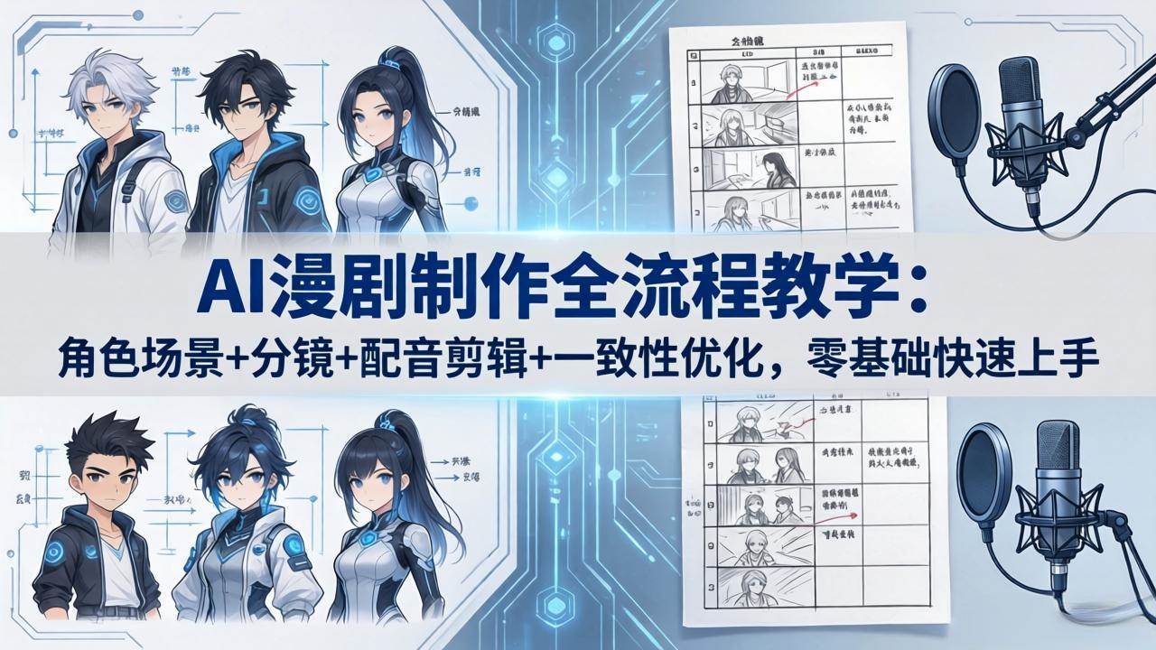 （18090期）AI漫剧制作全流程教学：角色场景+分镜+配音剪辑+一致性优化，零基础快速上手-千城资源网