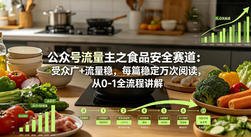 公众号流量主之食品安全赛道，受众广+流量稳，每篇作品稳定万次阅读，从0-1全流程讲解-千城资源网