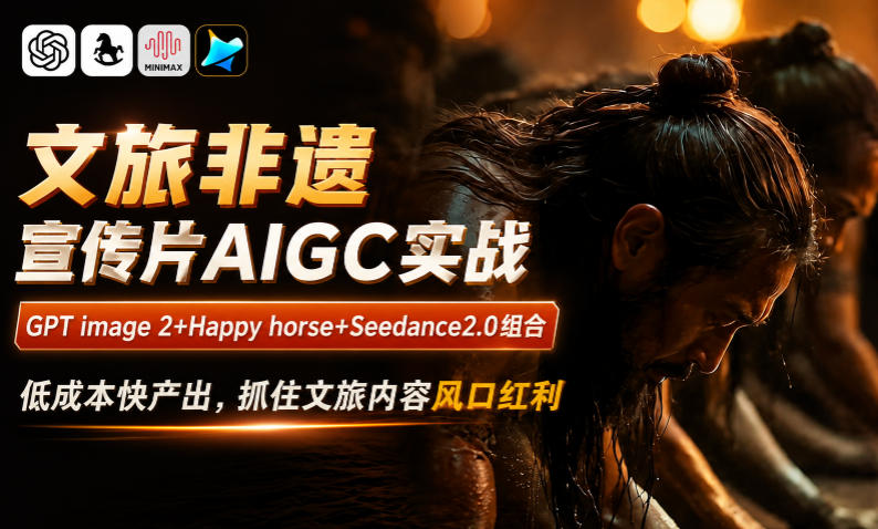 文旅非遗宣传片AIGC实战，GPT image 2+Happy horse+Seedance2.0组合，低成本快产出，抓住文旅内容风口红利-千城资源网