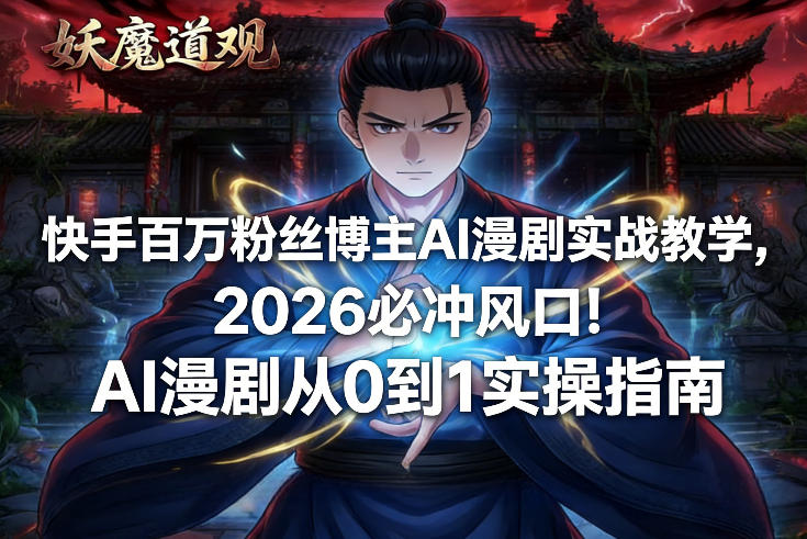 快手百万粉丝博主AI漫剧实战教学，2026必冲风口！AI漫剧从0到1实操指南-千城资源网
