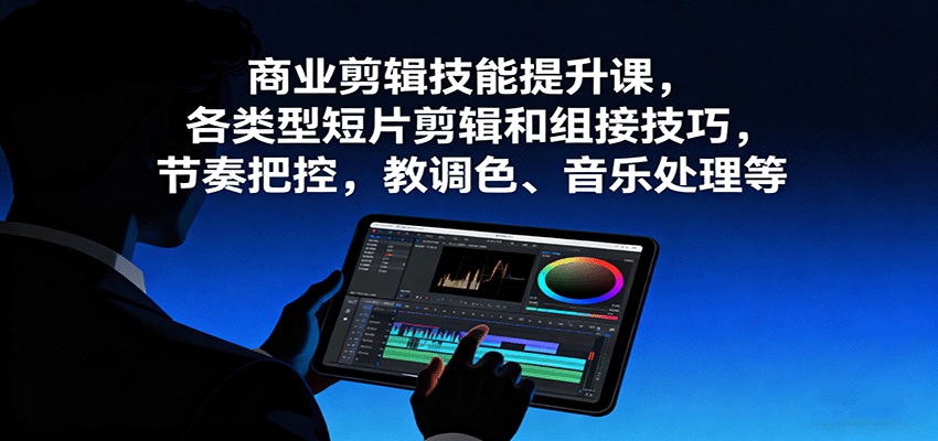商业剪辑技能提升课，各类型短片剪辑和组接技巧，节奏把控，教调色、音乐处理等-千城资源网