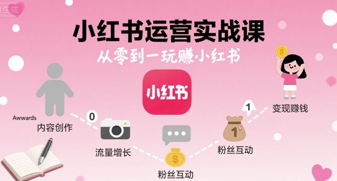 小红书运营实战课，从零到一玩賺小红书-千城资源网