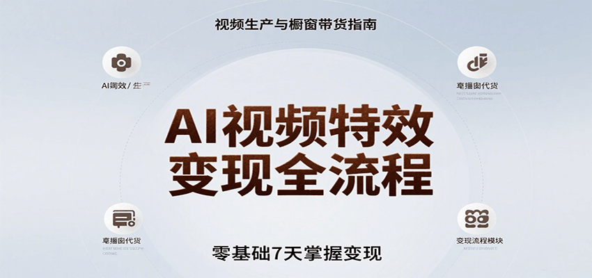 AI视频特效变现全流程，零基础7天掌握视频生产到橱窗带货变现-千城资源网