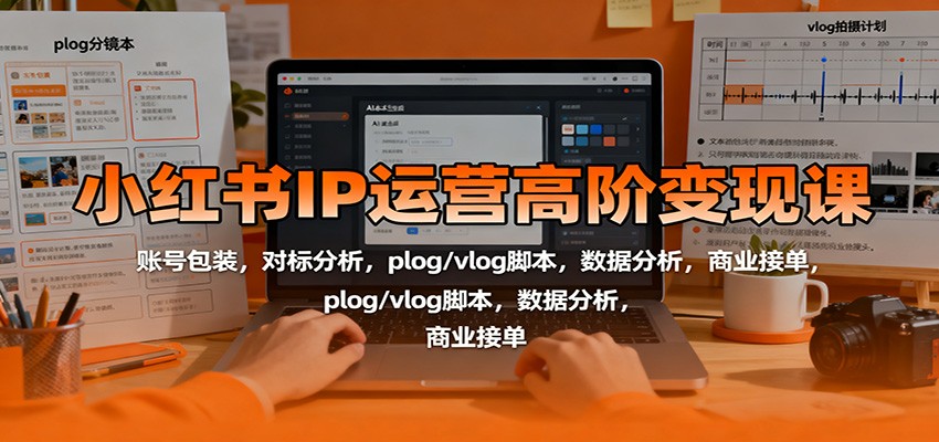 小红书IP运营高阶变现课：账号包装，对标分析，plog/vlog脚本，数据分析，商业接单-千城资源网