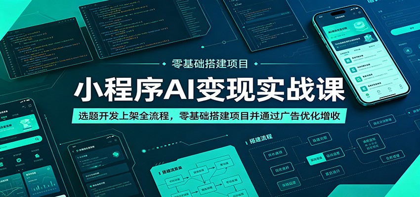 小程序AI变现实战课：选题开发上架全流程，零基础搭建项目并通过广告优化增收-千城资源网