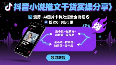 抖音小说推文干货实操分享，混剪+AI图片卡特效爆量全流程，0粉丝0门槛可做-千城资源网