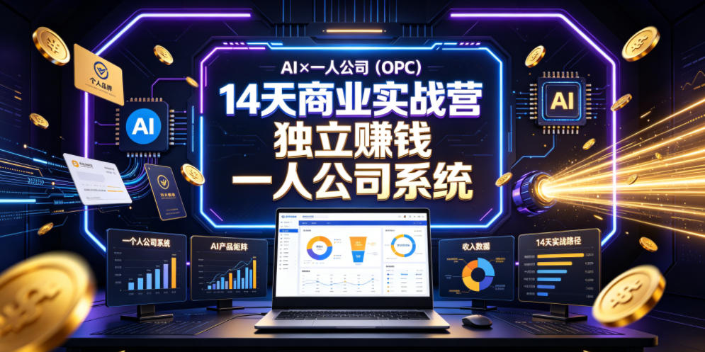 AI×一人公司（OPC）14天商业实战营，用AI帮你搭建一个属于你自己的、能独立賺钱的一人公司系统-千城资源网