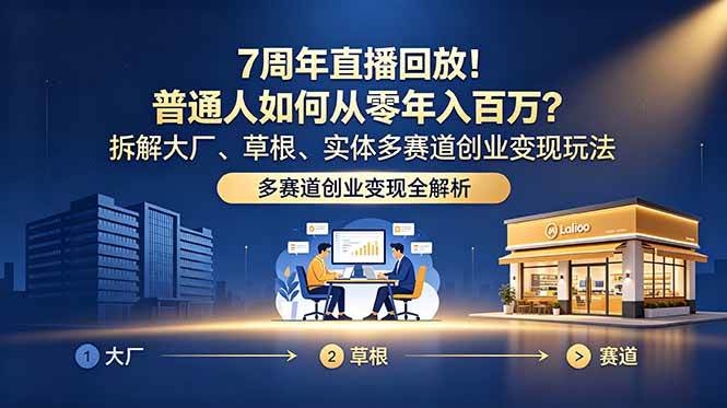 （18894期）7周年直播回放！普通人如何从零年入百万？拆解大厂、草根、实体多赛道创业变现玩法-千城资源网