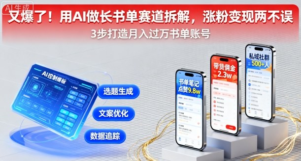 又爆了！用AI做长书单赛道拆解，涨粉变现两不误-千城资源网