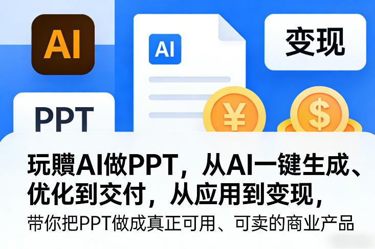 玩賺AI做PPT，从AI一键生成、优化到交付，从应用到变现，带你把PPT做成真正可用、可卖的商业产品（更新0513）-千城资源网