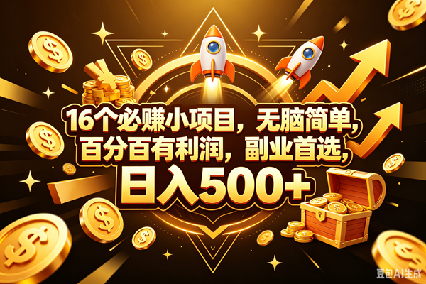 （18440期）16个必赚钱的小项目，百分百赚米，无脑简单，副业首选，日入300+-千城资源网