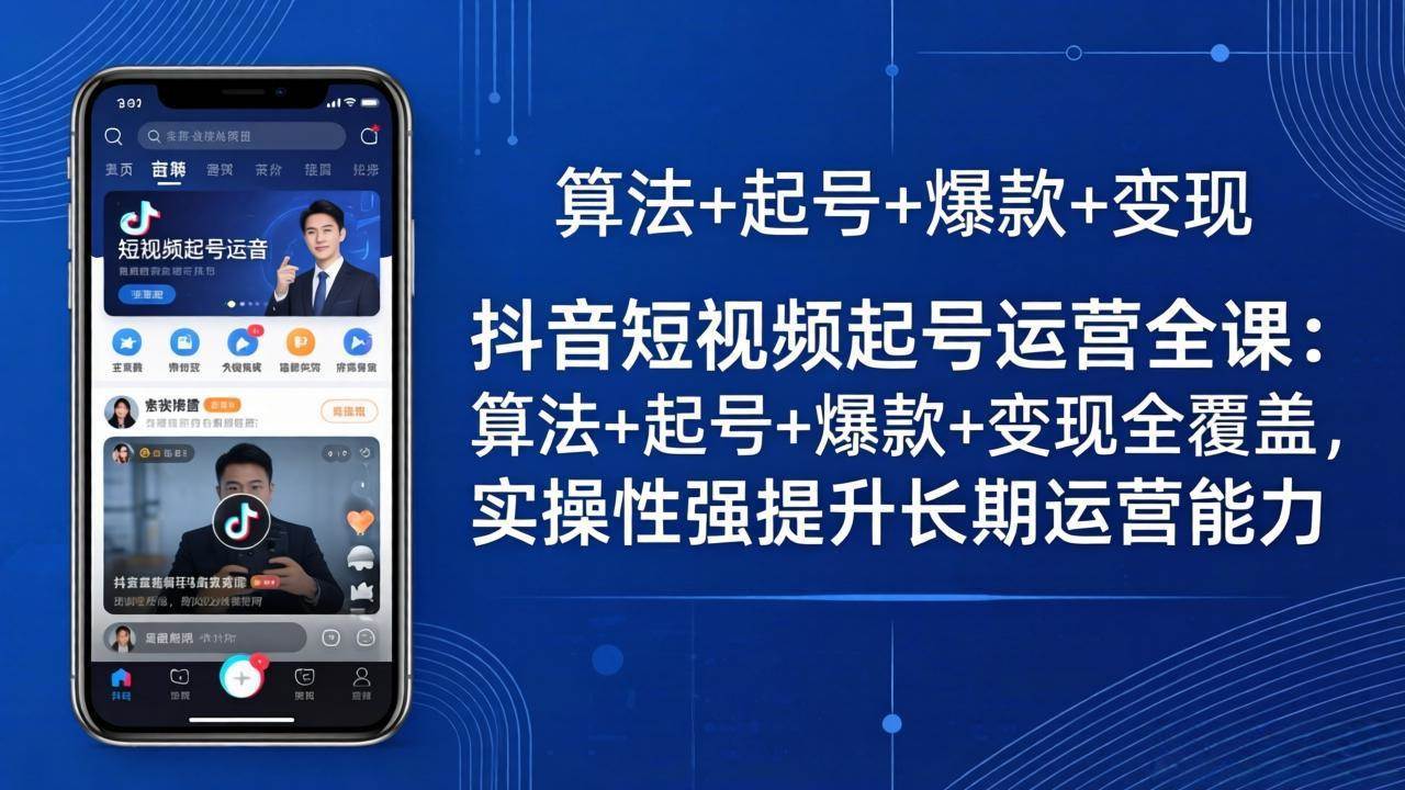 （18071期）抖音短视频起号运营全课：算法+起号+爆款+变现全覆盖，实操性强提升长期运营能力-千城资源网