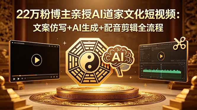 （18580期）22万粉博主亲授AI道家文化短视频：文案仿写+AI生成+配音剪辑全流程-千城资源网