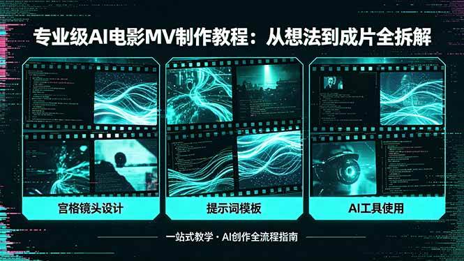 （18295期）专业级AI电影MV制作教程，从想法到成片全拆解，宫格镜头+提示词模板+AI工具一站式教学-千城资源网