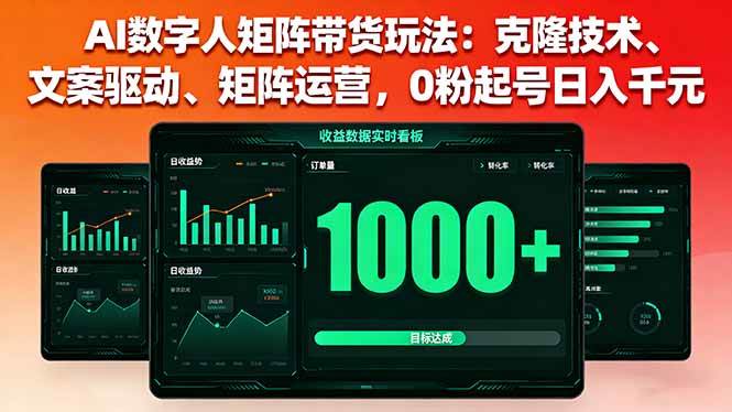 （16050期）AI数字人矩阵带货玩法：克隆技术、文案驱动、矩阵运营，0粉起号日入千元-千城资源网