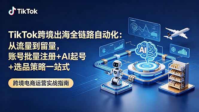 （18907期）TikTok跨境出海全链路自动化：从流量到留量，账号批量注册+AI起号+选品策略一站式-千城资源网