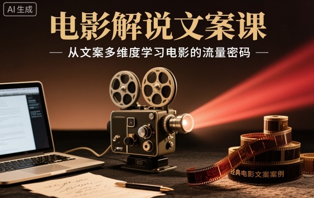 电影解说文案课，从文案多维度学习电影的流量密码-千城资源网