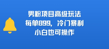 男粉项目高级玩法，每单899，冷门暴利，小白也可操作-千城资源网