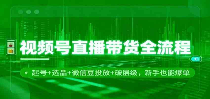 视频号直播带货全流程：起号+选品+微信豆投放+破层级，新手也能爆单-千城资源网
