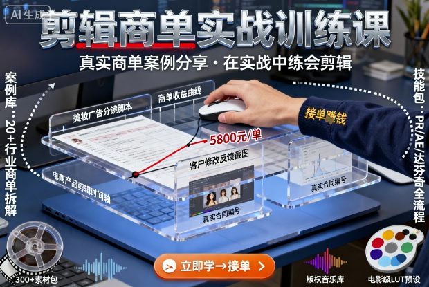 剪辑商单实战训练课，真实商单案例分享，在实战中练会剪辑-千城资源网