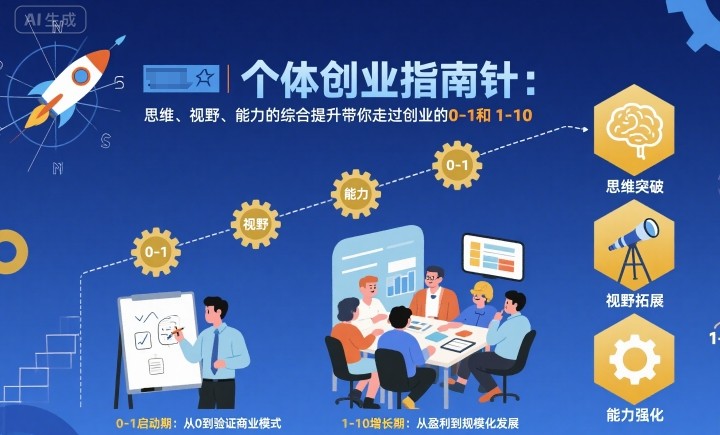 个体创业指南针，思维、视野、能力的综合提升带你走过创业的0-1和1-10【音频】-千城资源网