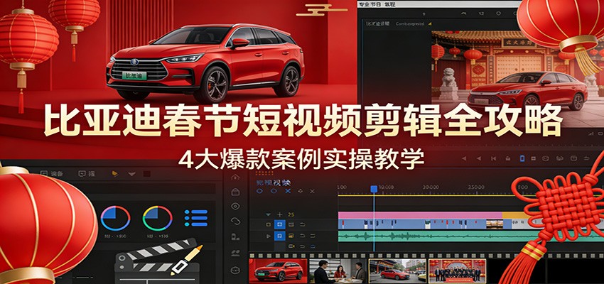 比亚迪春节短视频剪辑全攻略，4大爆款案例实操教学-千城资源网