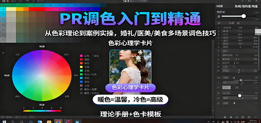 PR调色入门到精通：从色彩理论到案例实操，婚礼/医美/美食多场景调色技巧-千城资源网
