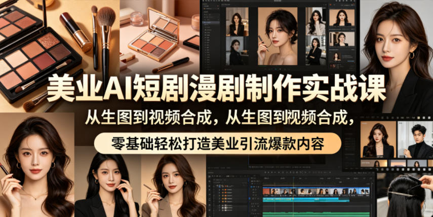 美业AI短剧漫剧制作实战课，从生图到视频合成，零基础轻松打造美业引流爆款内容-千城资源网