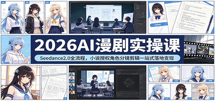 2026AI漫剧实操课：Seedance2.0全流程，小说授权角色分镜剪辑一站式落地变现-千城资源网