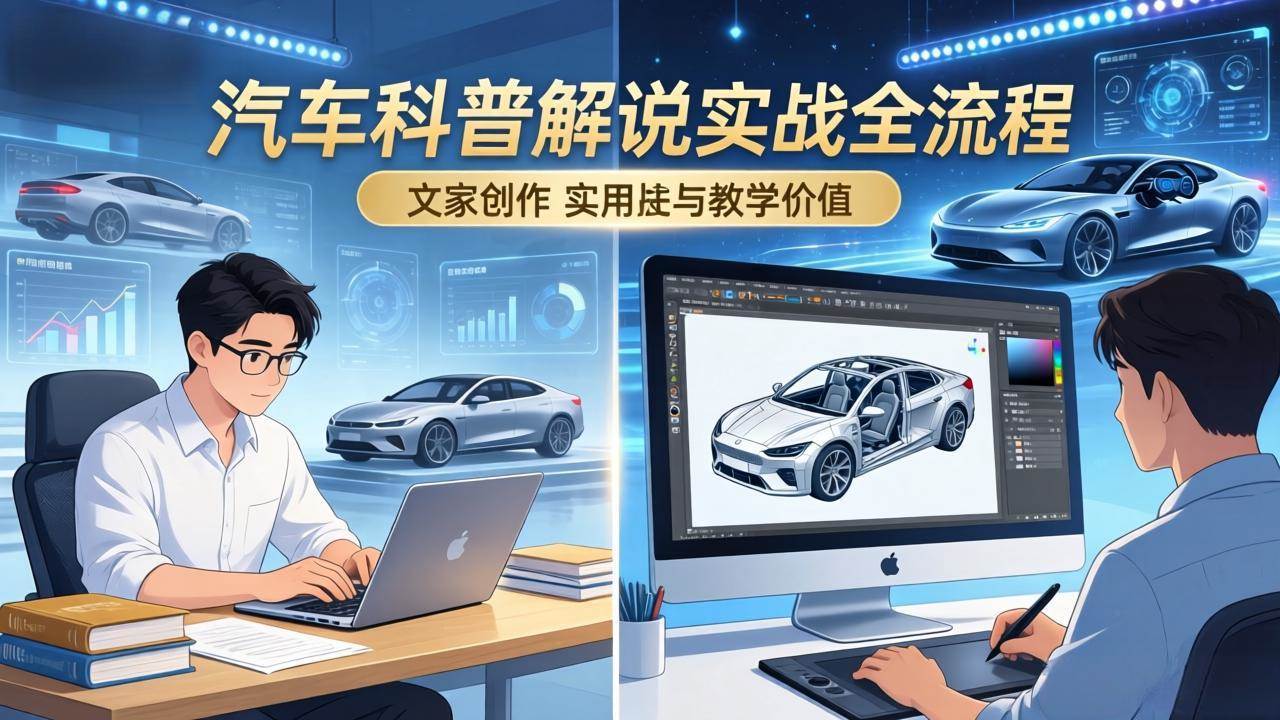 （17665期）抖音汽车科普解说实战：文案+动画+画面处理+去水印全流程，打造专业汽车科普视频-千城资源网