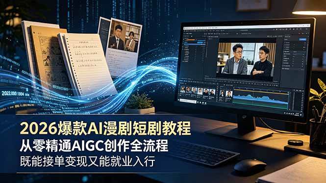（18980期）2026 爆款 AI 漫剧短剧教程 从零精通 AIGC 创作全流程 既能接单变现又能就业入行-千城资源网